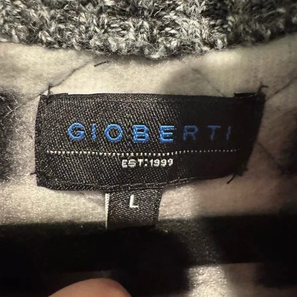 Mens Gioberti Gray Full Zip Quilted Sweater Jacket Size L - Picture 12 of 14